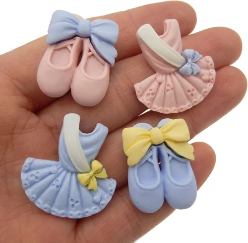 Miniatura 2 de Paquete de 24 zapatos de ballet con parte trasera plana, adornos de falda, zapatos de punta de resina y tutú, adornos de bricolaje, álbumes
