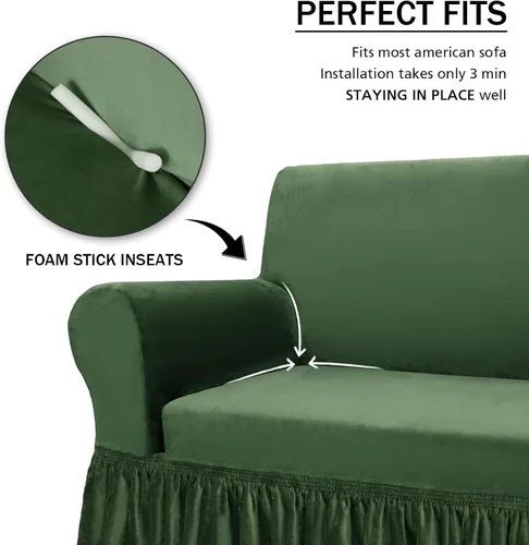 Miniatura 8 de NICEEC Funda de Sofá Súper Suave de 1 Pieza Verde Funda Elástica para Sofás Stretch Universal Spandex Fundas de Sofá para Sala de Estar Fácil Ajuste