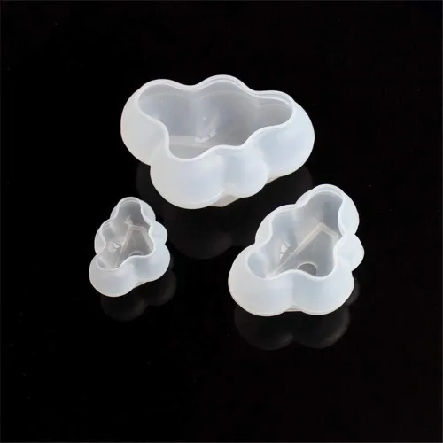 Miniatura 3 de HiParty 3 unids/set 3D nube forma chocolate silicona molde mousse fondant cubo de hielo molde pudín caramelo jabón vela cristal resina epoxi moldes