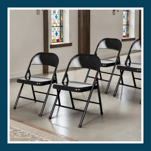 Miniatura 2 de OEF Furnishings OEF900 Series - Sillas plegables de acero ligeras prémium (paquete de 4, negro)