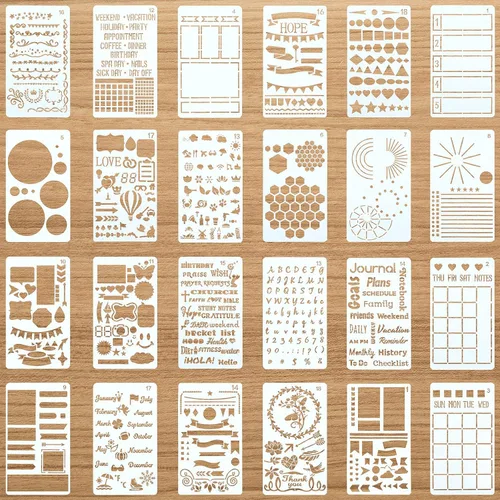 Zonon 24 plantillas de diario de 4 x 7 pulgadas, plantilla de dibujo para diarios, kit de suministros diarios, semanales, mensuales, calendarios