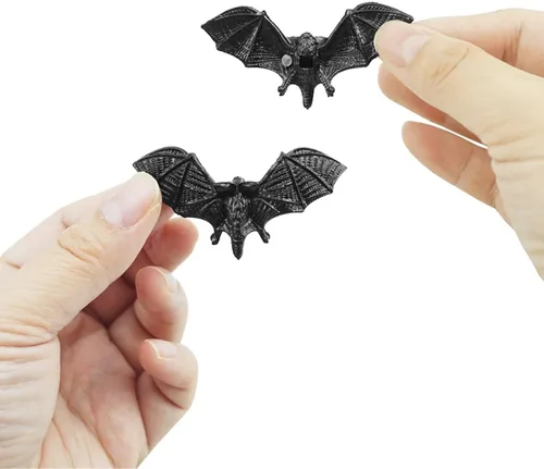 Miniatura 3 de SaktopDeco Murciélagos negros para decoración de Halloween, mini murciélagos artificiales de plástico 3D para manualidades, broma espeluznante