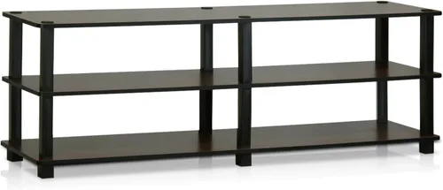 Furinno TURN-S-TUBE - Soporte para TV, centro de entretenimiento de 3 niveles, sin herramientas, consola de TV para televisores de hasta 46 Marrón