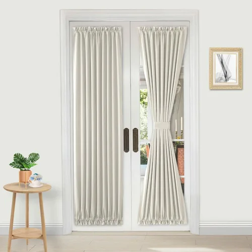 Miniatura 125 de DWCN Cortinas para puerta francesa: cortina térmica con bolsillo para barra para puertas con ventana de vidrio, puertas de cocina y patio