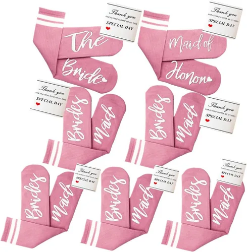 Miniatura 14 de WIFFGO Regalos de dama de honor para mujeres, regalos de despedida de soltera, calcetines peludos de compromiso, lindos calcetines de novia, regalos