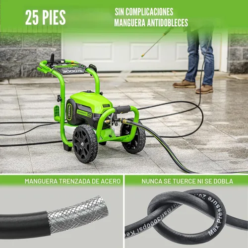 Miniatura 8 de Greenworks Pro - Lavadora de presión sin escobillas 3000 PSI (Certificada por CSA) 2.0 GPM Máx. / 1.1 GPM Lavadora de presión eléctrica
