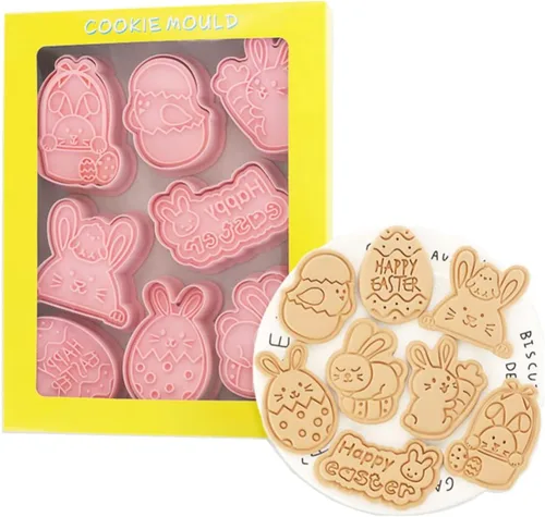 Miniatura 13 de Juego de 8 moldes de galletas de animales lindos con diseño de animales, moldes de galletas de conejo, molde para galletas de oso, herramientas