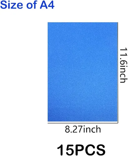 Miniatura 2 de Cartulina con purpurina, 250 GSM, 15 hojas, papel con purpurina para manualidades, decoración de cumpleaños y bodas, caja de regalo y otros Azul