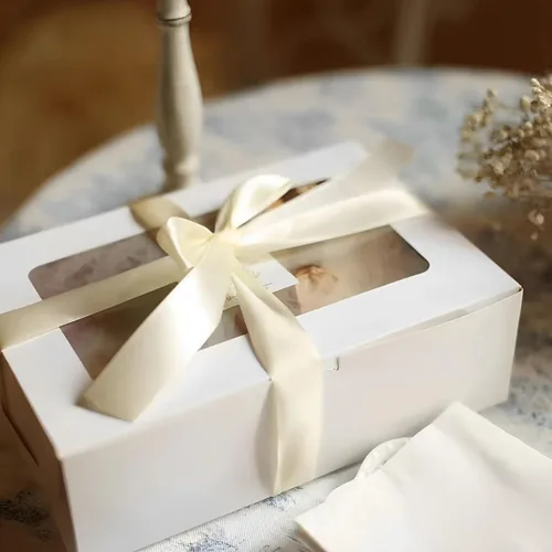Miniatura 3 de 20 cajas de galletas blancas de 8 x 6 x 2.5 pulgadas con ventana, cajas de pastelería para regalo, cajas de dulces para pan, donas, día de San