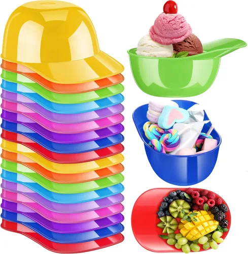 Miniatura 14 de Baderke Cuencos para gorra de béisbol de postre de helado, tazón de 8 onzas, mini tazones para casco, vasos de plástico para suministros de fiesta