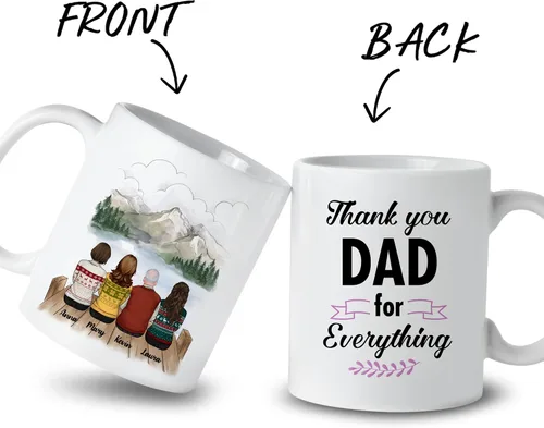 Miniatura 2 de Gossby Taza personalizada (3 hijas) Thank You Dad For Everything, taza personalizada para papá, de regalo, día del padre, cumpleaños, 11 onzas, 15 3