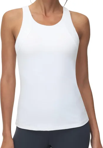 Camiseta sin mangas de entrenamiento de cuello alto para mujer, brasier deportivo de cobertura completa con sujetadores de estante incorporado,