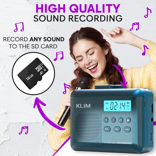 Miniatura 4 de KLIM Reproductor de cinta de casete K7 - Convertidor de casete a MP3 - Portátil - Micrófono y altavoz integrados - Batería recargable - Auriculares