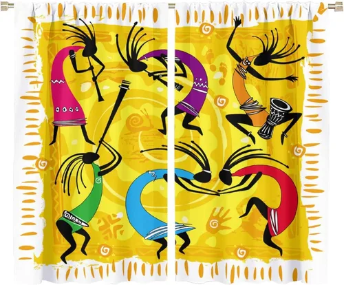 Miniatura 43 de Kokopelli - Cortinas opacas para cocina, decoración de sala de estar, dormitorio, 21 x 45 pulgadas, 2 paneles