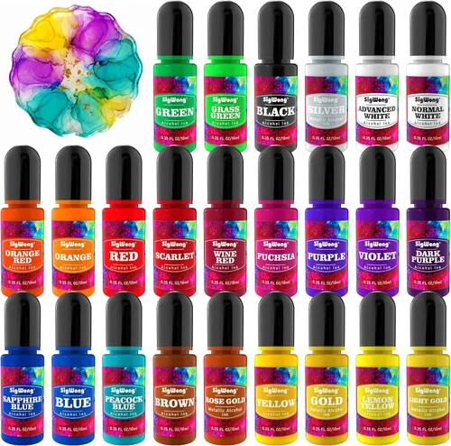 Juego de tinta de alcohol, 24 botes de colores vibrantes, tinta de alta concentración a base de alcohol, pintura concentrada de resina epoxi tinte