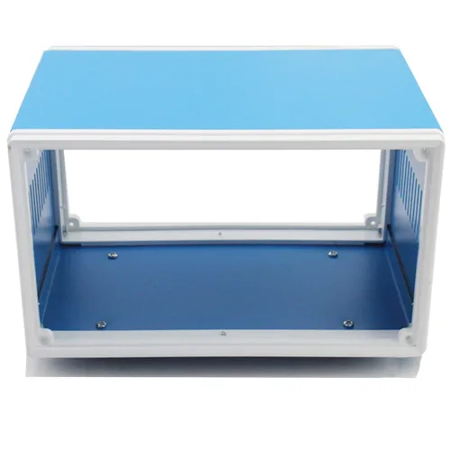 Miniatura 7 de Zulkit Cajas electrónicas, carcasa de metal azul, caja de proyectos de bricolaje, caja de conexiones, caja preventiva 8.3 x 7.1 x 5.5 pulgadas