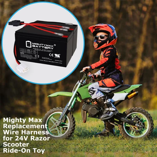 Miniatura 7 de Mighty Max Battery Reemplazo de caída de rango extendido para 12 V Razor Scooter paseo en juguete 7ah kit de batería y arnés