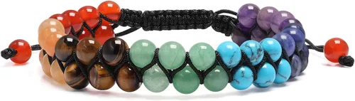 Miniatura 8 de QINJIEJIE Pulsera de cuentas de chakras para meditación, relajación, ansiedad, pulsera de cristal curativo para mujeres y hombres, Piedra Cristal