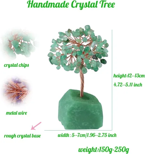 Miniatura 5 de Árbol de cristal de aventurina verde curativa, base de piedras preciosas naturales de Reiki con alambre de cobre, árbol de dinero Feng Shui