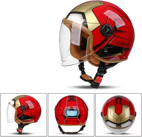 Casco de verano para niños de 4 a 12 años de edad, medio casco retro de Go-Kart Jet, casco de crucero, ciclomotor para personalidad juvenil, cara