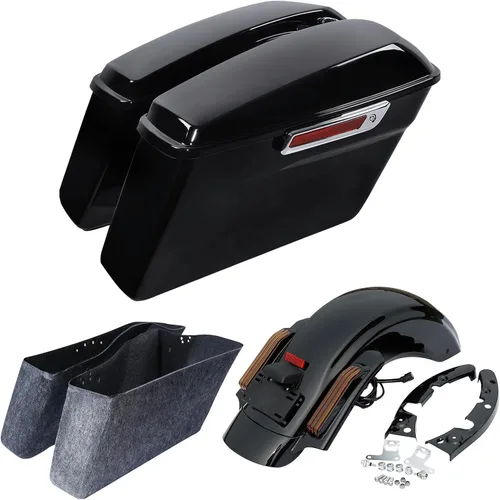 Miniatura 14 de SLMOTO Alforjas rígidas para motocicleta para Harley, alforjas rígidas con soportes de conversión negros, compatibles con Harley Street Glide