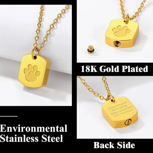 Miniatura 22 de Richsteel Collar de urna para cenizas, joyería de cremación, colgante de recuerdo conmemorativo con cadena