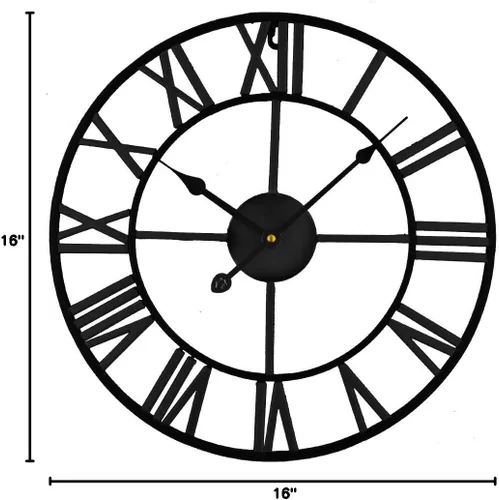 Miniatura 7 de Timelike Reloj de pared romano grande, estilo rústico, vintage, de metal, reloj de pared grande de gran tamaño, para el hogar, sala de estar, Negro