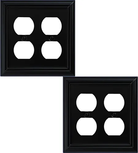 Miniatura 13 de OKAWYC Cubierta Cuádruple Decorativa para Interruptor de Luz Adler Placa de Pared de Metal, Paquete de 2 Negro 4 Vías Cuádruple Rocker