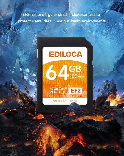 Miniatura 5 de Tarjeta SD UHS-I de 64 GB, paquete de 2 tarjetas de memoria UHS-I, almacenamiento rápido, velocidad de lectura/escritura 90/20 MB/s, C10, U1, V10