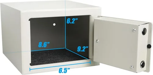Miniatura 4 de DreamsEden Pequeña caja de seguridad de acero con cerradura de llave, caja de seguridad de acero con llaves para documentos personales, dinero