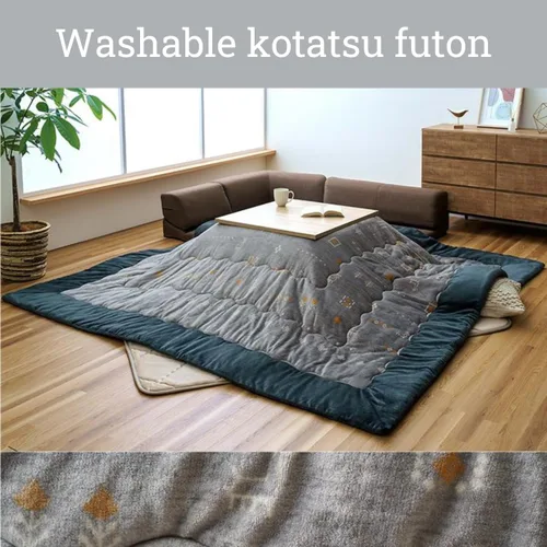 Miniatura 2 de BJDesign Futón Kotatsu lavable con diseño casual a cuadros, material de tela 100% poliéster, para el hogar y la vida, manta Kotatsu japonesa