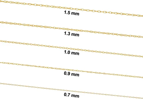 Miniatura 3 de Kooljewelry - Cadena de cuerda de oro amarillo auténtico de 14 quilates, para dije, collar para mujer (0.028, 0.035, 0.039, 0.051 o 0.059 pulgadas)