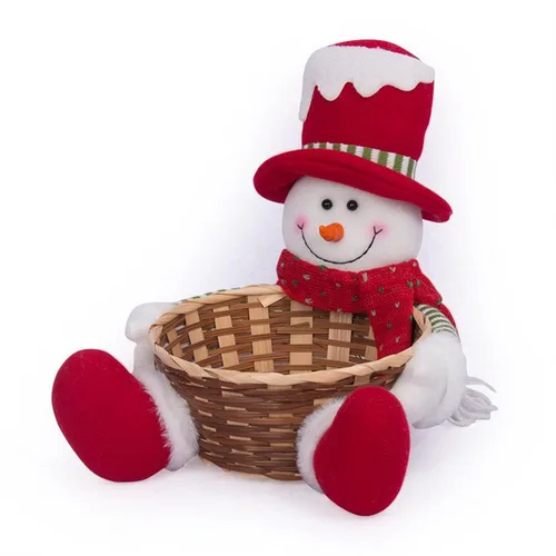 Miniatura 9 de Cesta de almacenamiento de dulces de Navidad, Papá Noel, muñeco de nieve, cesta tejida para dulces de Navidad, plato de dulces para decoración