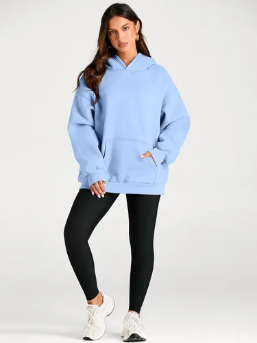 Miniatura 160 de Trendy Queen - Sudaderas extragrandes con capucha para mujer, suéteres de manga larga, sin botones, de vellón, de otoño, ropa de invierno