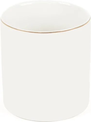 Miniatura 7 de HANKOR Portalápices de cerámica para escritorio - Lindo organizador de taza para bolígrafos y brochas de maquillaje con ribete dorado estético