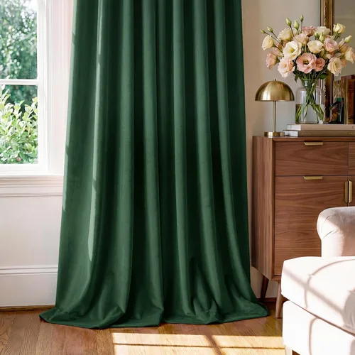 Miniatura 222 de StangH Cortinas de Terciopelo Verde Esmeralda de 96 Pulgadas - Cortinas Opacas de Terciopelo de Lujo Súper Suaves, Elegante Cobertura de Ventana