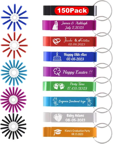 Miniatura 11 de 100 llaveros personalizados para abrebotellas a granel, recuerdos de boda con logotipo grabado, texto personalizado, abrebotellas de cerveza