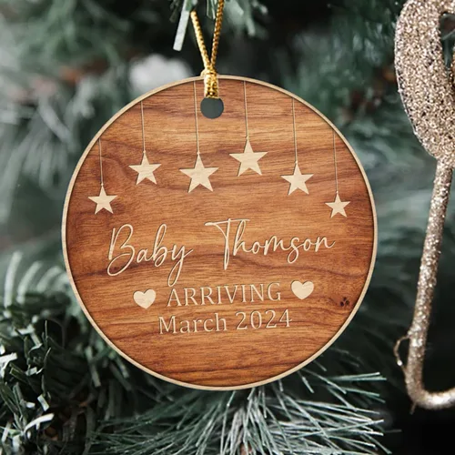 Miniatura 4 de Adorno personalizado para bebé que llega 2027, adorno de Navidad de Bump, elige el nombre del bebé y el año de Navidad para el nuevo abuelo abuela