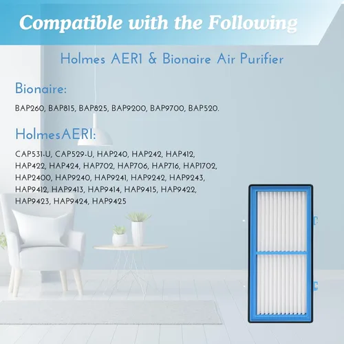 Miniatura 5 de Nispira Filtro de repuesto AER1 para purificador de aire Holmes HAPF30AT HAP242-NUC Total Air True HEPA 1 paquete, 1.2 x 10 x 4.6 pulgadas