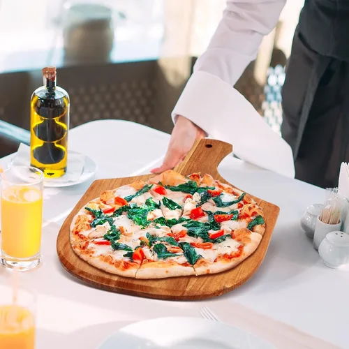 Miniatura 5 de Roshtia 12 piezas de 17 x 12 pulgadas de madera para hacer paletas de pizza con asa, tabla de cortar colgante, espátula, paleta para pan, queso