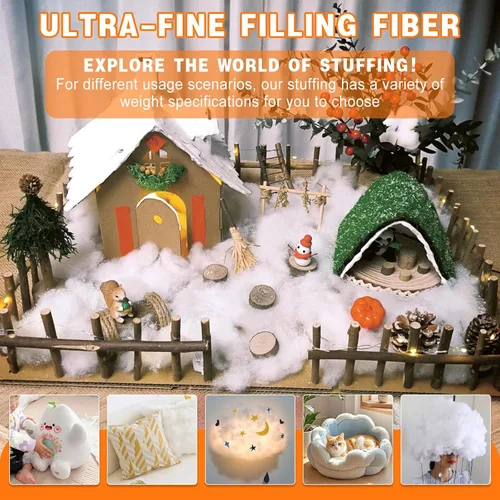 Miniatura 7 de Relleno de fibra de 3.52 onzas para animales de peluche, fibra de poliéster premium, relleno de relleno de poliéster reciclado, relleno de almohada