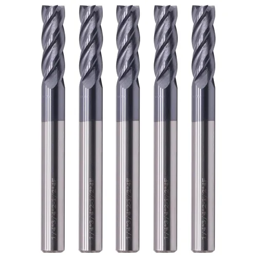 Miniatura 13 de BestParts 5 fresas cuadradas de carburo sólido de alto rendimiento, revestimiento AlTiN, 4 flautas, hélice de 30 grados, diámetro de corte de 1/2