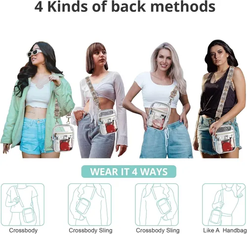 Miniatura 44 de Bolso cruzado aprobado por estadios para mujer, bolsa transparente para estadios para eventos deportivos, conciertos