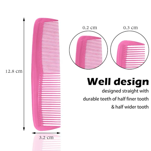 Miniatura 2 de Soft 'N Style Cuidado del cabello, 4 paquetes de peines irrompibles - peine para hombres/peine de dientes finos/peines para cabello Rosa