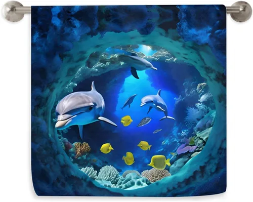 Miniatura 9 de Dujiea Toalla de playa de microfibra, toallas de baño grandes con diseño floral de caballo 3D para mujeres y hombres, toallas de baño de secado