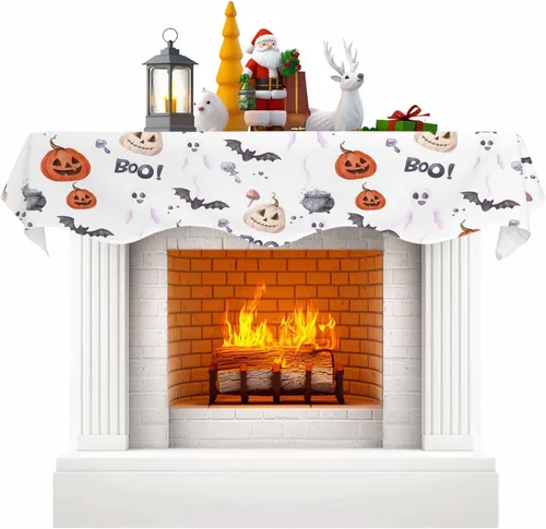 Miniatura 10 de Funda para bufanda de chimenea con diseño de copo de nieve dorado, para Navidad, Halloween, Acción de Gracias, otoño, decoración de interiores