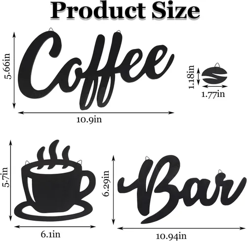 Miniatura 2 de Letrero colgante de barra de café, 7 piezas, arte de pared, letrero de café y bar, decoración de pared con granos de café y tazas, letrero