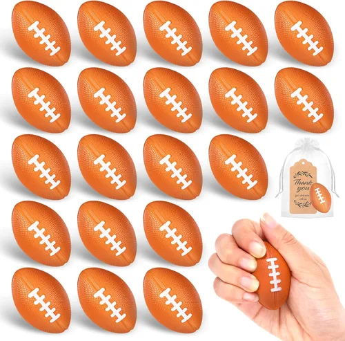 Paquete de 20 minibalones de fútbol de espuma, regalos de fiesta de fútbol deportivo, etiquetas para bolsas de regalo, pequeñas manualidades de