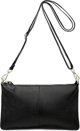 Miniatura 2 de YALUXE Clutch Wristlet - Cartera de piel auténtica con bloqueo RFID y cadena de hombro