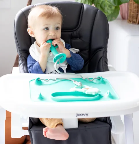 Miniatura 8 de Busy Baby Cuchara de dentición - Mordedor 2 en 1 y cuchara de entrenamiento para autoalimentación, apta para lavavajillas, sin BPA, silicona